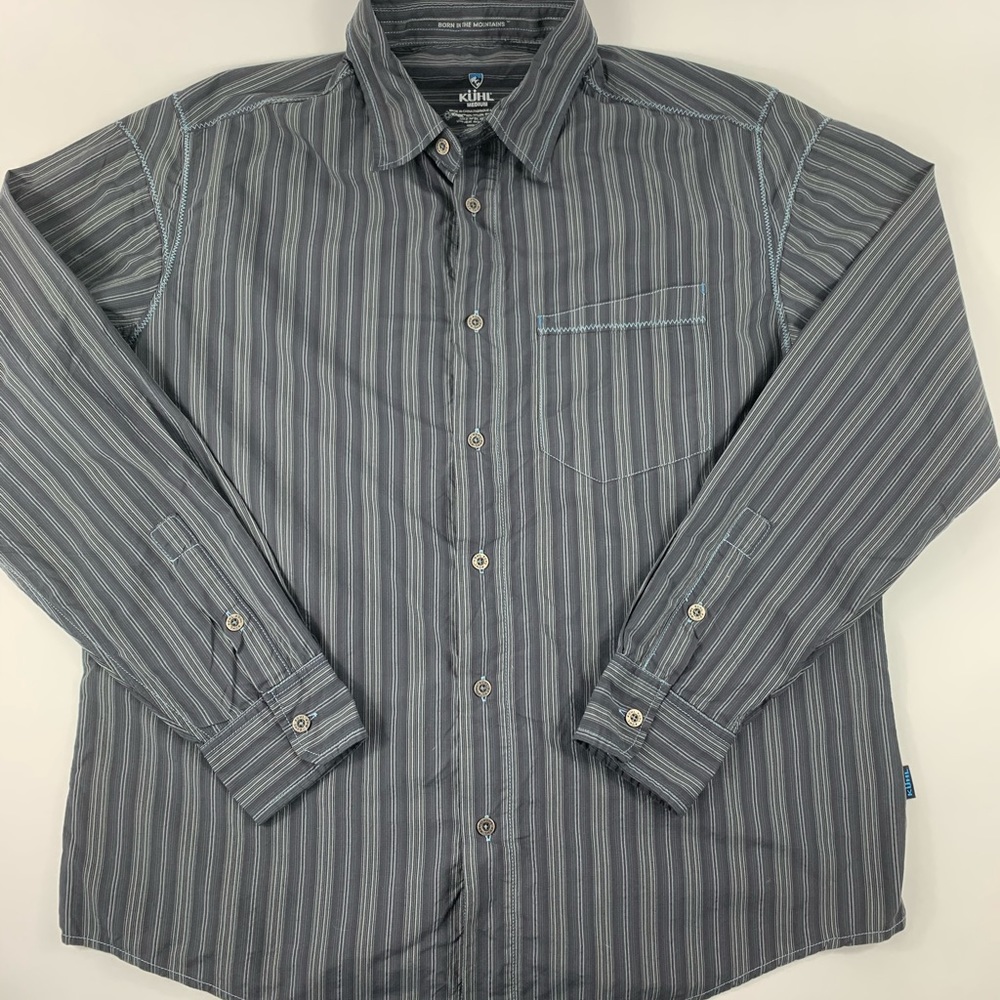 Kuhl Ionik Button Shirt Mens M Gray Nylon Blend